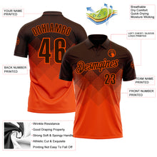 Загрузить изображение в средство просмотра галереи, Custom Brown Orange 3D Gradient Square Shape Performance Polo Shirt
