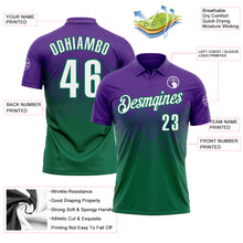 Загрузить изображение в средство просмотра галереи, Custom Purple White-Kelly Green 3D Gradient Square Shape Performance Polo Shirt
