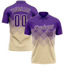 Laden Sie das Bild in den Galerie-Viewer, Custom Purple Cream 3D Gradient Square Shape Performance Polo Shirt
