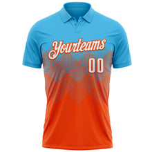 Загрузить изображение в средство просмотра галереи, Custom Sky Blue White-Orange 3D Gradient Square Shape Performance Polo Shirt
