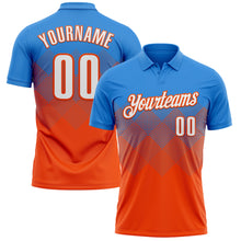 Загрузить изображение в средство просмотра галереи, Custom Powder Blue White-Orange 3D Gradient Square Shape Performance Polo Shirt
