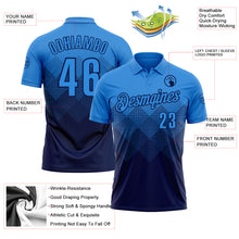 Загрузить изображение в средство просмотра галереи, Custom Powder Blue Navy 3D Gradient Square Shape Performance Polo Shirt
