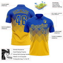 Charger l&#39;image dans la galerie, Custom Thunder Blue Yellow 3D Gradient Square Shape Performance Polo Shirt
