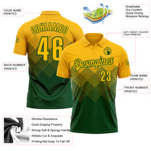 Laden Sie das Bild in den Galerie-Viewer, Custom Gold Green 3D Gradient Square Shape Performance Polo Shirt
