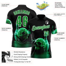 Load image into Gallery viewer, Custom Black Grass Green-White 3D Lightning Skull Bowling Performance Polo Shirt
