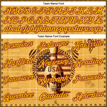 Load image into Gallery viewer, Custom Yellow Gold-Crimson 3D Retro American Flag Skull Bowling Performance Polo Shirt
