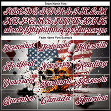 Laden Sie das Bild in den Galerie-Viewer, Custom Gray Crimson-White 3D American Flag Splash Flame Skull Bowling Performance Polo Shirt
