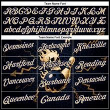 Charger l&#39;image dans la galerie, Custom Navy Vegas Gold 3D Metal Skull Bowling Performance Polo Shirt
