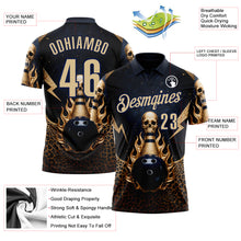 Laden Sie das Bild in den Galerie-Viewer, Custom Navy Vegas Gold 3D Leopard Print Metal Skull Bowling Performance Polo Shirt
