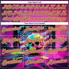 Laden Sie das Bild in den Galerie-Viewer, Custom Deep Pink Neon Green 3D American Flag Graffiti Splash Skull Bowling Performance Polo Shirt
