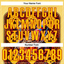 Load image into Gallery viewer, Custom Gold Yellow-Red 3D Flame Skull Bowling Performance Polo Shirt
