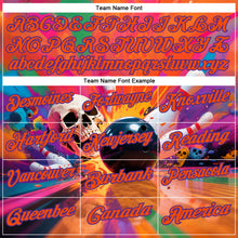 Laden Sie das Bild in den Galerie-Viewer, Custom Orange Purple 3D Splash Skull Bowling Performance Polo Shirt
