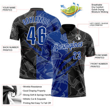Load image into Gallery viewer, Custom Graffiti Pattern Royal Black-White 3D Scratch Performance Polo Shirt
