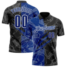 Load image into Gallery viewer, Custom Graffiti Pattern Royal Black-White 3D Scratch Performance Polo Shirt
