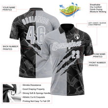 Load image into Gallery viewer, Custom Graffiti Pattern Gray Black-White 3D Scratch Performance Polo Shirt
