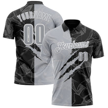 Load image into Gallery viewer, Custom Graffiti Pattern Gray Black-White 3D Scratch Performance Polo Shirt
