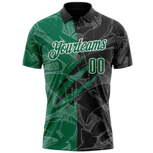 Загрузить изображение в средство просмотра галереи, Custom Graffiti Pattern Kelly Green Black-White 3D Scratch Performance Polo Shirt
