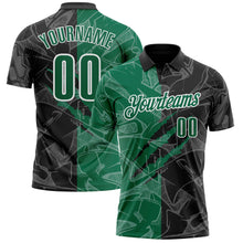 Загрузить изображение в средство просмотра галереи, Custom Graffiti Pattern Kelly Green Black-White 3D Scratch Performance Polo Shirt
