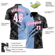 Загрузить изображение в средство просмотра галереи, Custom Graffiti Pattern White Black Light Blue-Pink 3D Scratch Performance Polo Shirt
