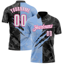 Загрузить изображение в средство просмотра галереи, Custom Graffiti Pattern White Black Light Blue-Pink 3D Scratch Performance Polo Shirt
