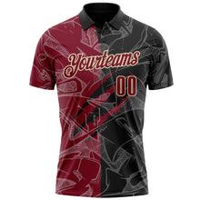 Load image into Gallery viewer, Custom Graffiti Pattern Crimson Black-Cream 3D Scratch Performance Polo Shirt
