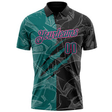 Load image into Gallery viewer, Custom Graffiti Pattern Teal Black-Pink 3D Scratch Performance Polo Shirt
