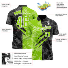 Charger l&#39;image dans la galerie, Custom Graffiti Pattern Neon Green Black-White 3D Scratch Performance Polo Shirt
