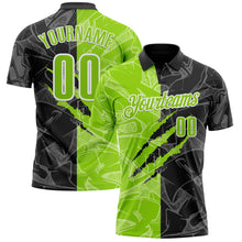Charger l&#39;image dans la galerie, Custom Graffiti Pattern Neon Green Black-White 3D Scratch Performance Polo Shirt
