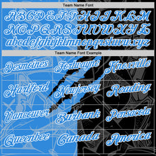 Load image into Gallery viewer, Custom Graffiti Pattern Electric Blue Black-White 3D Scratch Performance Polo Shirt
