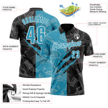 Load image into Gallery viewer, Custom Graffiti Pattern Panther Blue Black-White 3D Scratch Performance Polo Shirt
