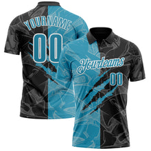 Load image into Gallery viewer, Custom Graffiti Pattern Panther Blue Black-White 3D Scratch Performance Polo Shirt
