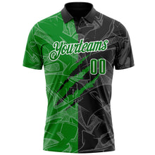 Загрузить изображение в средство просмотра галереи, Custom Graffiti Pattern Grass Green Black-White 3D Scratch Performance Polo Shirt
