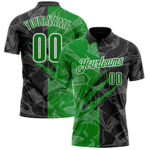Загрузить изображение в средство просмотра галереи, Custom Graffiti Pattern Grass Green Black-White 3D Scratch Performance Polo Shirt
