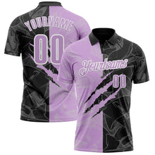 Load image into Gallery viewer, Custom Graffiti Pattern Light Purple Black-White 3D Scratch Performance Polo Shirt

