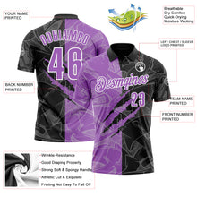 Load image into Gallery viewer, Custom Graffiti Pattern Medium Purple Black-White 3D Scratch Performance Polo Shirt
