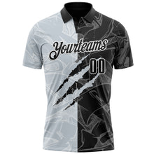 Load image into Gallery viewer, Custom Graffiti Pattern Black Silver-White 3D Scratch Performance Polo Shirt

