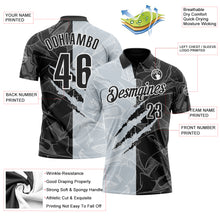 Load image into Gallery viewer, Custom Graffiti Pattern Black Silver-White 3D Scratch Performance Polo Shirt
