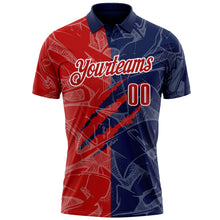 Load image into Gallery viewer, Custom Graffiti Pattern Red Navy-White 3D Scratch Performance Polo Shirt
