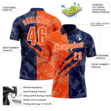 Load image into Gallery viewer, Custom Graffiti Pattern Orange Navy-White 3D Scratch Performance Polo Shirt
