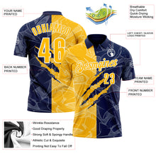 Load image into Gallery viewer, Custom Graffiti Pattern Gold Navy-White 3D Scratch Performance Polo Shirt
