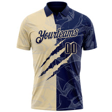 Load image into Gallery viewer, Custom Graffiti Pattern Navy-Cream 3D Scratch Performance Polo Shirt
