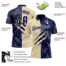 Load image into Gallery viewer, Custom Graffiti Pattern Navy-Cream 3D Scratch Performance Polo Shirt

