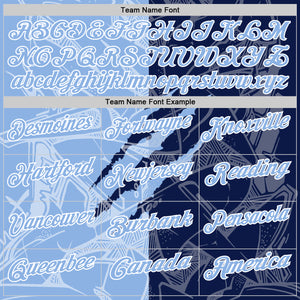 Custom Graffiti Pattern Light Blue Navy-White 3D Scratch Performance Polo Shirt