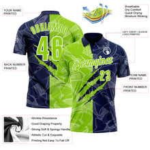 Load image into Gallery viewer, Custom Graffiti Pattern Neon Green Navy-White 3D Scratch Performance Polo Shirt
