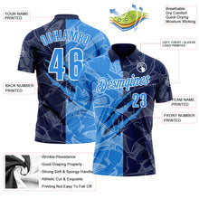 Загрузить изображение в средство просмотра галереи, Custom Graffiti Pattern Powder Blue Navy-White 3D Scratch Performance Polo Shirt
