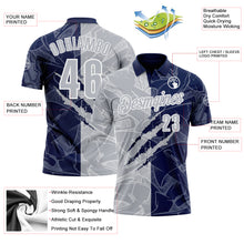 Charger l&#39;image dans la galerie, Custom Graffiti Pattern Gray Navy-White 3D Scratch Performance Polo Shirt

