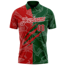 Load image into Gallery viewer, Custom Graffiti Pattern Red Green-White 3D Scratch Performance Polo Shirt
