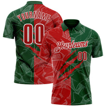 Load image into Gallery viewer, Custom Graffiti Pattern Red Green-White 3D Scratch Performance Polo Shirt
