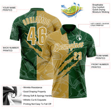 Load image into Gallery viewer, Custom Graffiti Pattern Old Gold Green-White 3D Scratch Performance Polo Shirt
