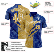 Laden Sie das Bild in den Galerie-Viewer, Custom Graffiti Pattern Old Gold Royal-White 3D Scratch Performance Polo Shirt
